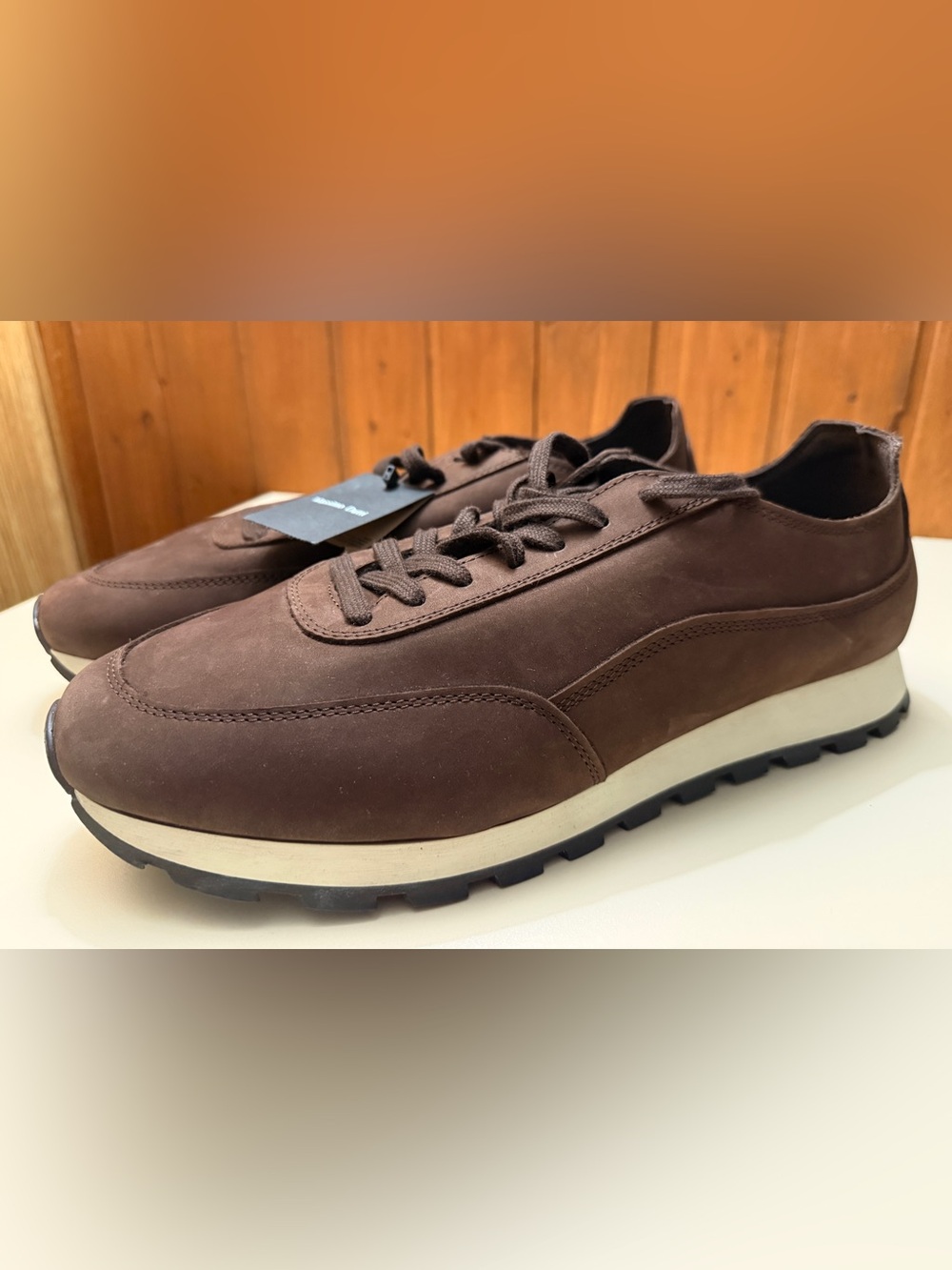 Massimo Dutti Men’s Leather Low-Profile Sneakers(brand new)
